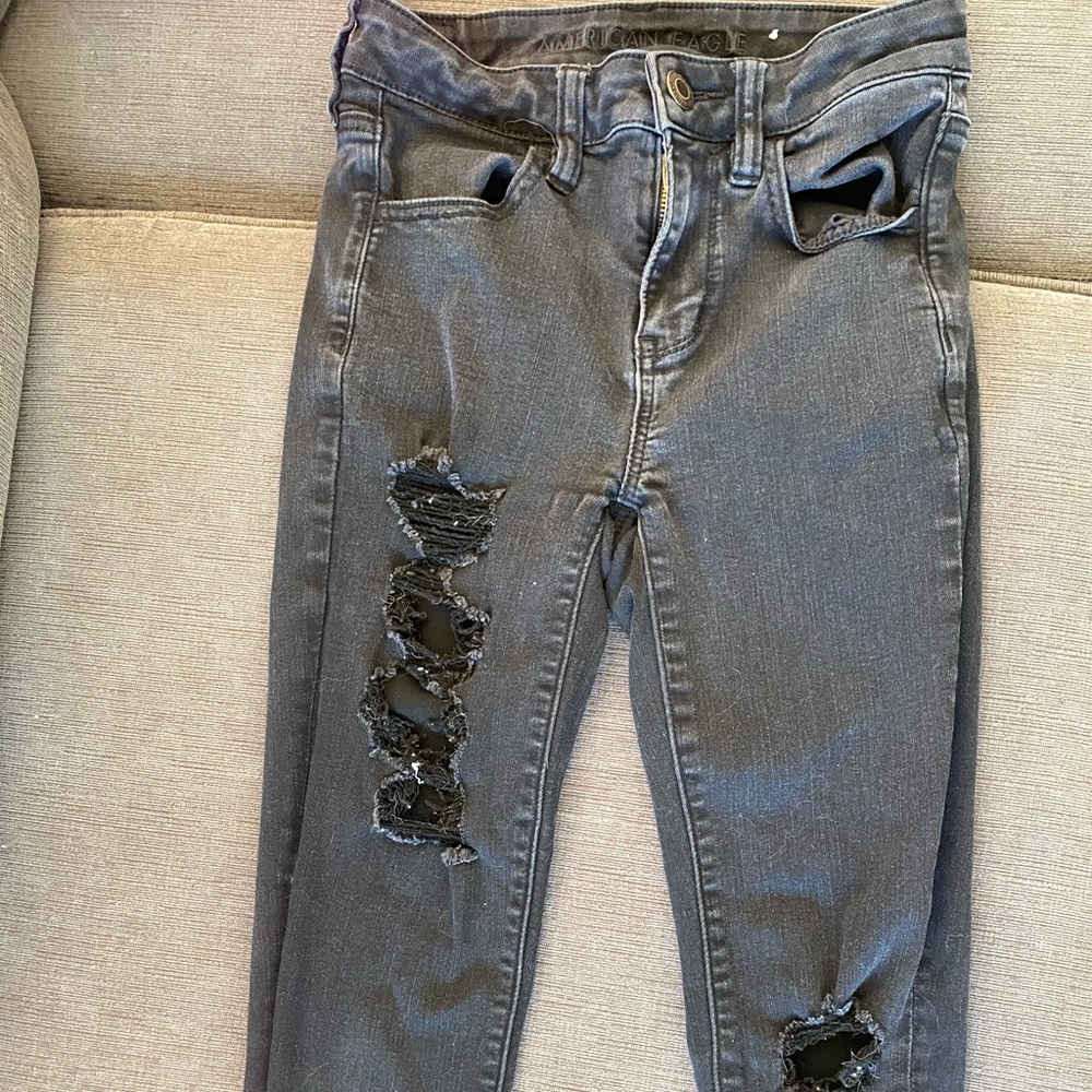 American Eagle black ripped jeans